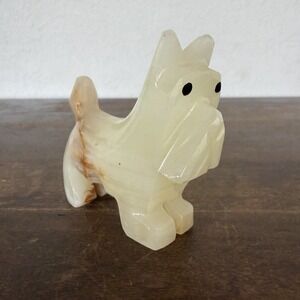 Vintage Hand Carved Marble Alabaster Scottie Dog Figurine Scottish Terrier